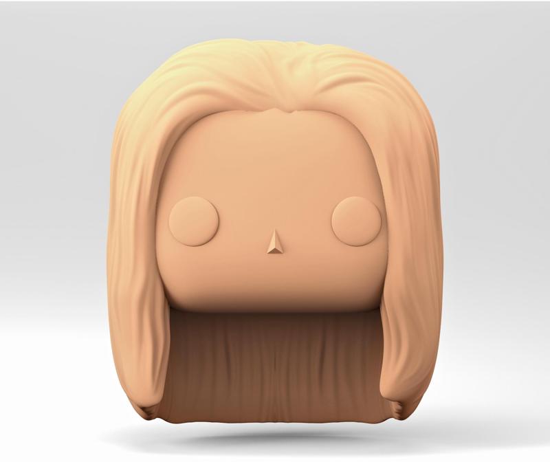 A female head in a POP style. Long straight hair. WH_1-4