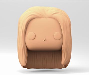 A female head in a POP style. Long straight hair. WH_1-4