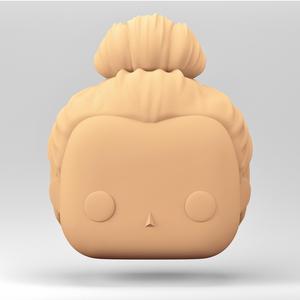 A female head in a POP style. A bun hairstyle. WH_6-6