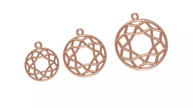 Circle Wire Mesh Plain Gold Pendant