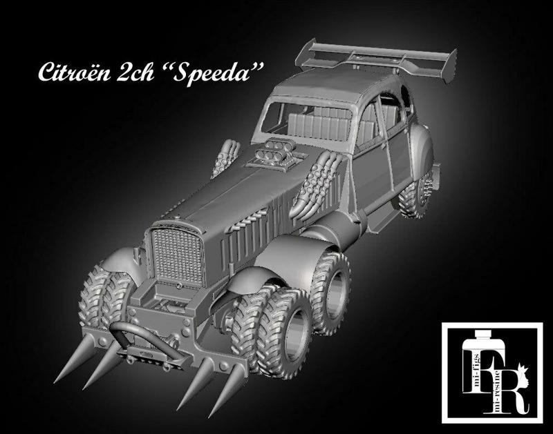 Bitume/Gaslands Citroën 2cv "speeda" post-apocalyptic
