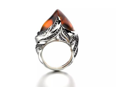 Exclusive fashion ring with fire opal