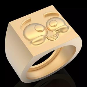 Emoji face comic ring silver gold jewelry 3D printable model