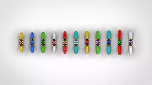 Enamel Ring with Oval Stone Pack - 15 - 20mm N29