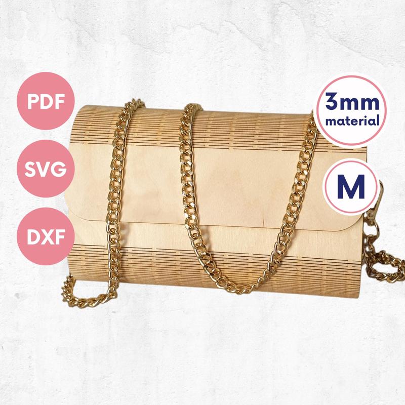 laser cut wooden hand bag with living hinge