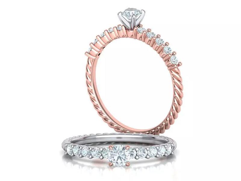 Rope Diamond Engagement ring with 4mm stone