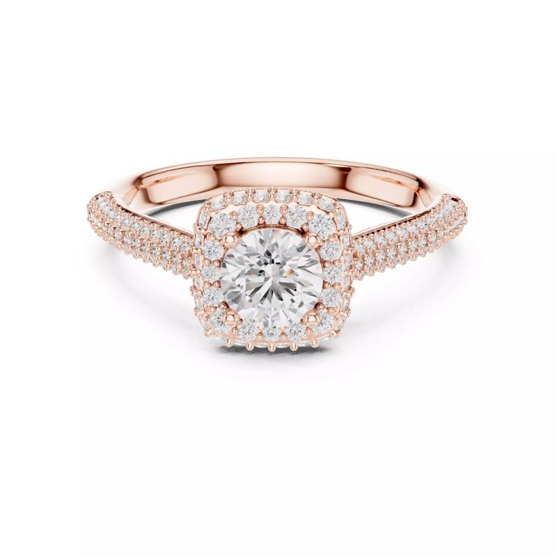 Round Cut Halo and Hidden Halo Diamond Woman Ring 3DM STL Video