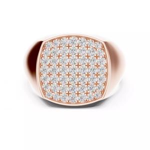 Round Cut Diamond Signet Wedding Ring For Men 3DM STL Video