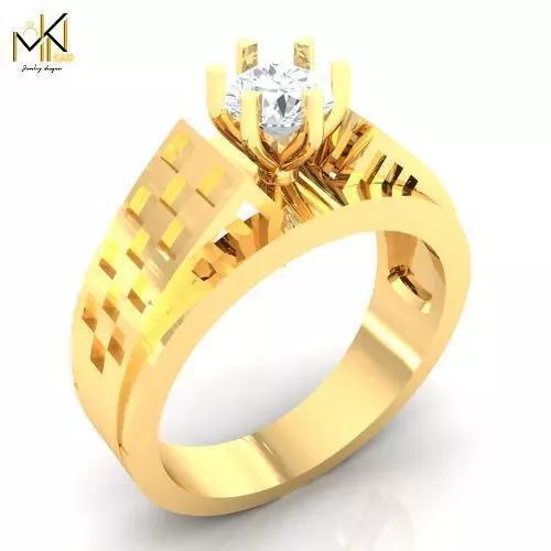 Regal Grid Solitaire Gents Ring