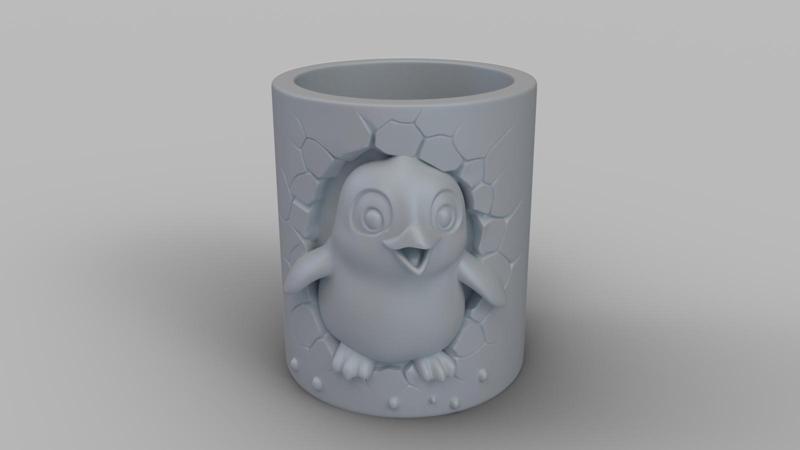 Cute Penguin Pen Holder - Planter - Desk Organizer