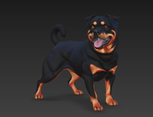 A sturdy Rottweiler stands proudly, showcasing its robust physique