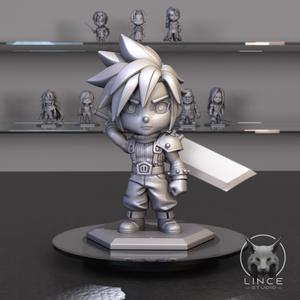 Cloud Strife. Final Fanatasy 7. Chibi style.