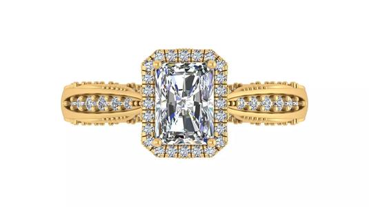 Radiant-Cut Blue Gemstone Engagement Ring