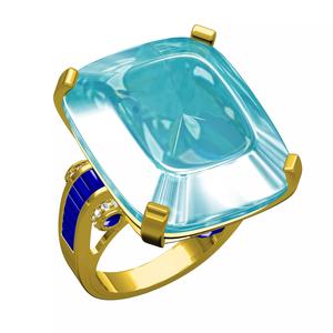 Large Aquamarine Stone Ring for Women