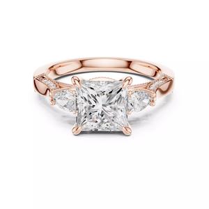 Princess and Pear Cut Diamond Engagement Ring 3DM STL Video