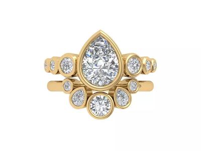 Pear  Stone Bridal Ring