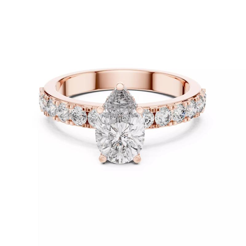 Pear Cut Hidden Halo Diamond Engagement Wedding Ring File Video