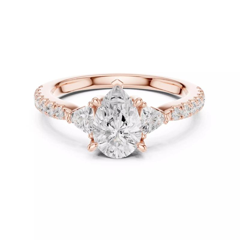 Pear and Trillion Diamond Round Cut Pave Band Ring 3DM STL Video