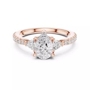 Pear and Trillion Diamond Round Cut Pave Band Ring 3DM STL Video