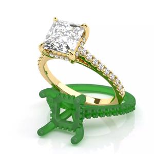 Princess cut diamond engagement ring with belt