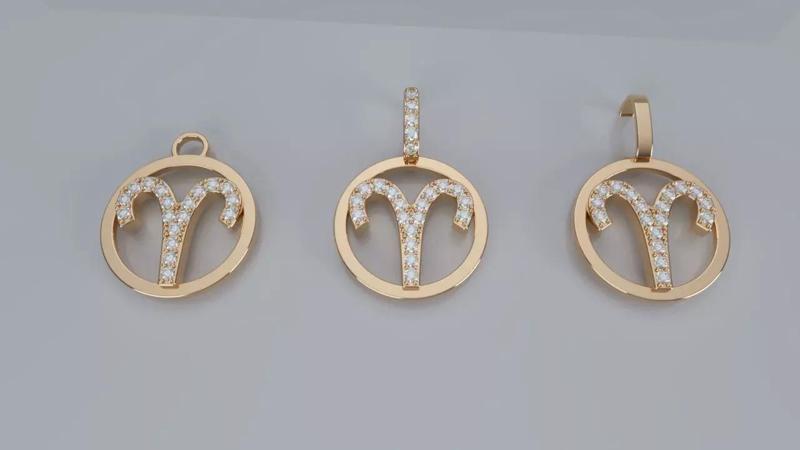 Zodiac Sign Pendant v2 - Diamond - Aries Pendant