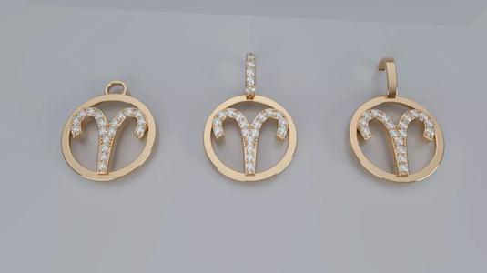 Zodiac Sign Pendant v2 - Diamond - Aries Pendant