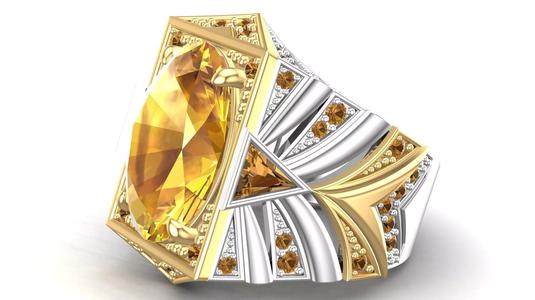 Citrine Oval Stone Multistone Unusual Silver Turkish Ring