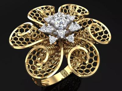 Mesh flower ring - Italian rings - Womens Rings - N6463