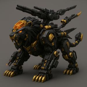 Cybernetic BLACK Lion Mecha - Futuristic 3D Printable Model