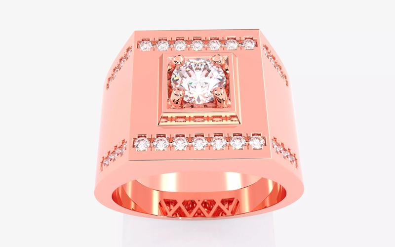 Mens Solitaire Ring 3dm stl renders details