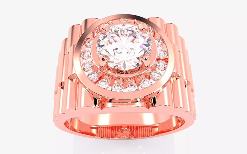 Mens Solitaire Ring 3dm stl renders details