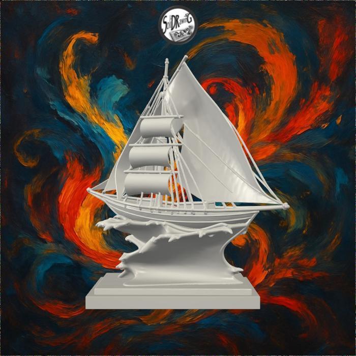 Majestic Sailing Ship on Ocean Waves – SoliDRawinGs SG795