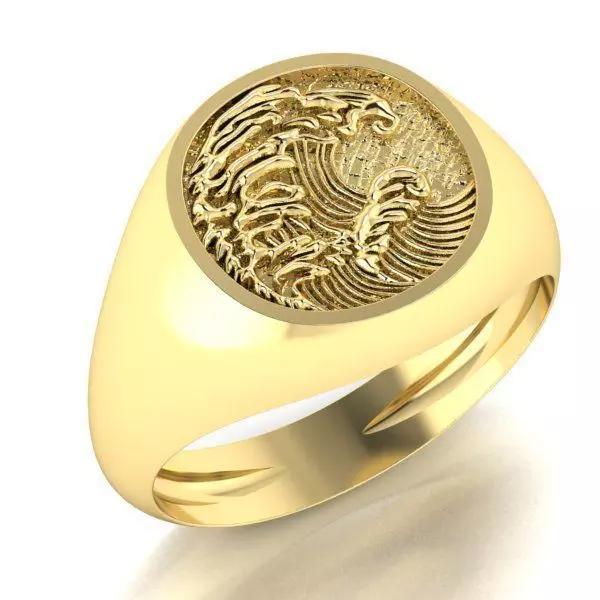 mens signet ring  Great ocean waves