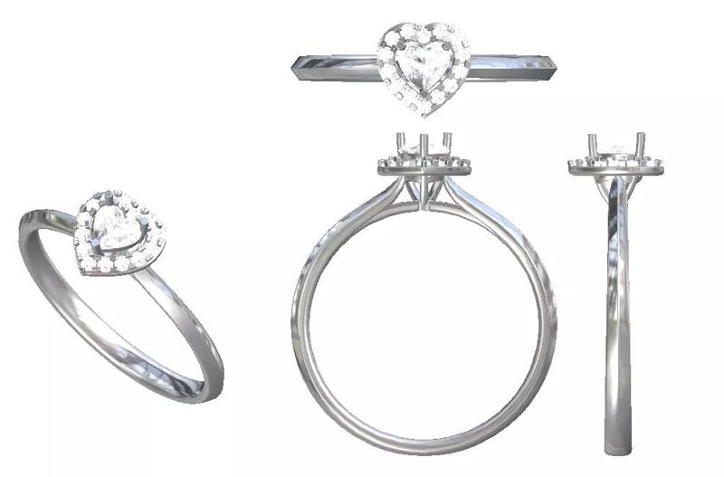 heart shape cut halo diamond rings
