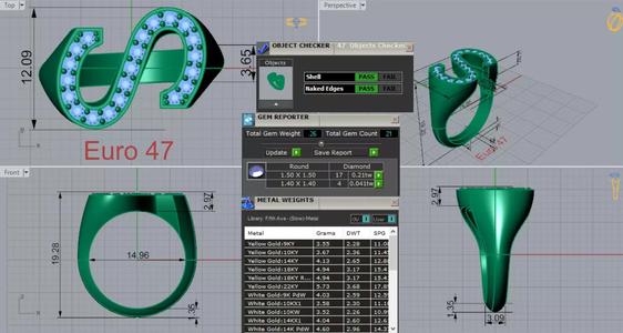 Gold Letter S Ring with Diamonds 3dm Model jr00213