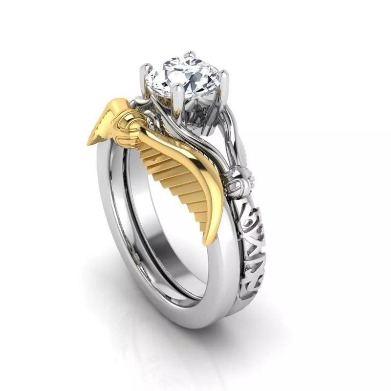 harry potter golden snitch ring with wedding Band
