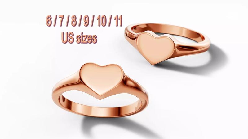 Heart Signet Ring Solid SOLID and HOLLOWED RINGS