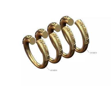 Greek key twisted conical rope ring US size 6to9 3D print model