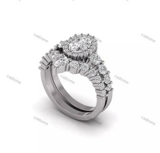 Halo Split Shank Bridal Set Ring-3D Model