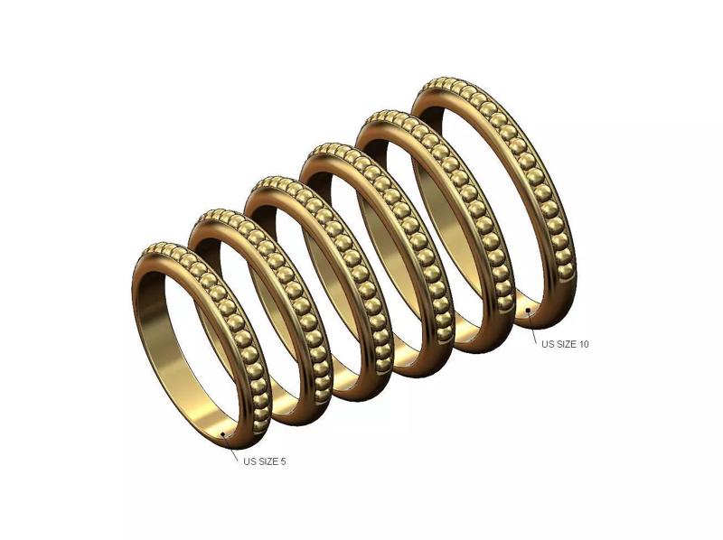Half beaded stacker band US sizes 5to10