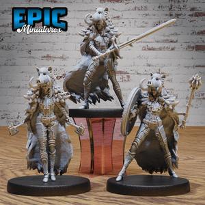 Boar Coat Warrior Lady Set ‧ DnD Miniature ‧ Tabletop Miniatures ‧ Gaming Monster ‧ 3D Model ‧ RPG ‧ DnDminis ‧ STL FILE