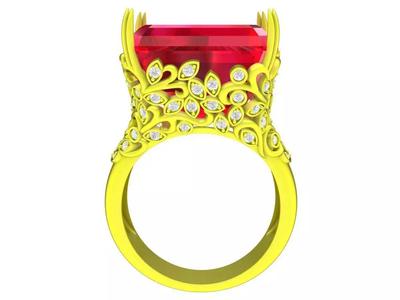 Radian Diamond Vintage Engagement Ring 3D Model A7135