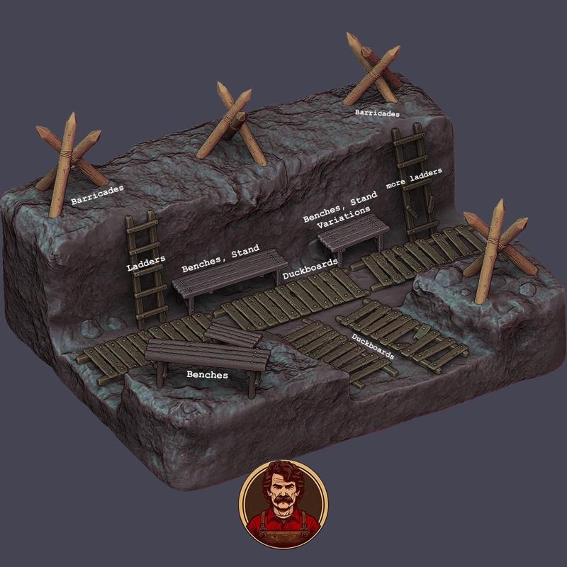 Trench Assets, Barricade, Ladders, Benches, Stands