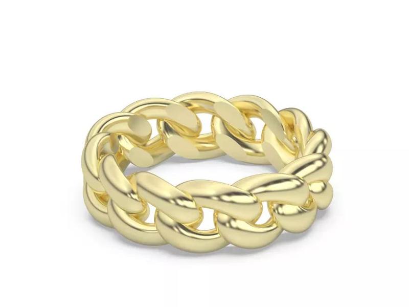 cuban chain ring Silver Gold  Print