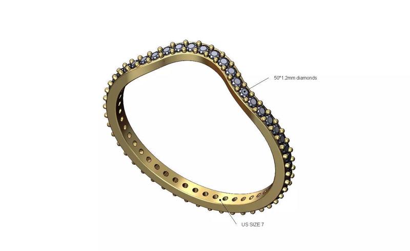 Curved eternity gurad wedding engagement ring US size 7