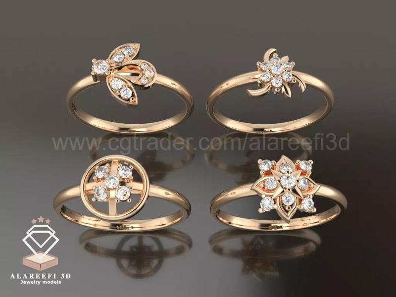 Collection No 7 - 32 Italian Rings Inlaid with gems