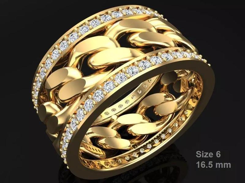 Chain Diamond ring - Miami Cuban ring - N8531A size 6