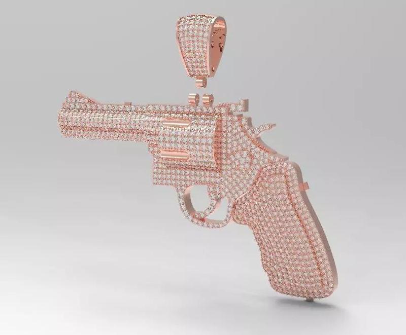 Diamond colt revolve Gun pendant