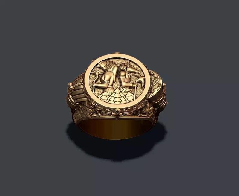 Egyptian Pharaoh queen Anubis Horus ring