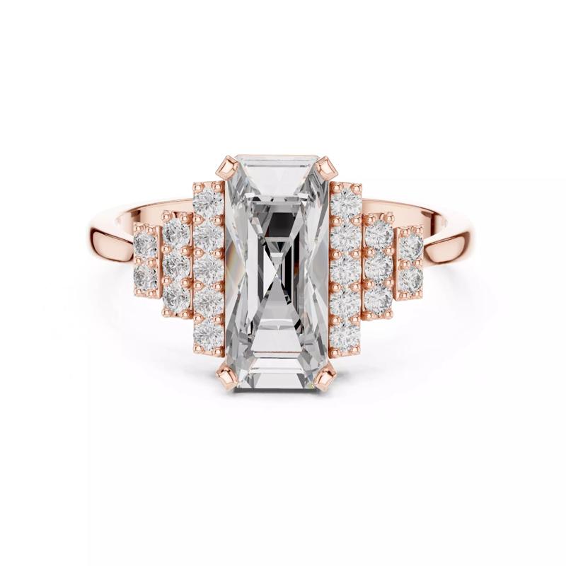 Elongated Emerald Cut Diamond Wedding Ring 3DM STL Video